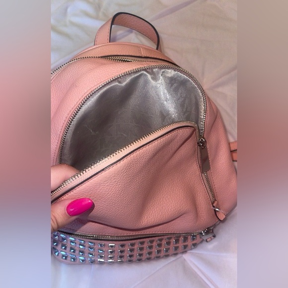 Michael Kors Coral Rhea Medium Studded Pebble Leather Backpack - Picture 5 of 12